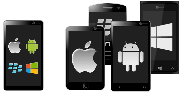 image of web app and native mobile app icons on mobiles