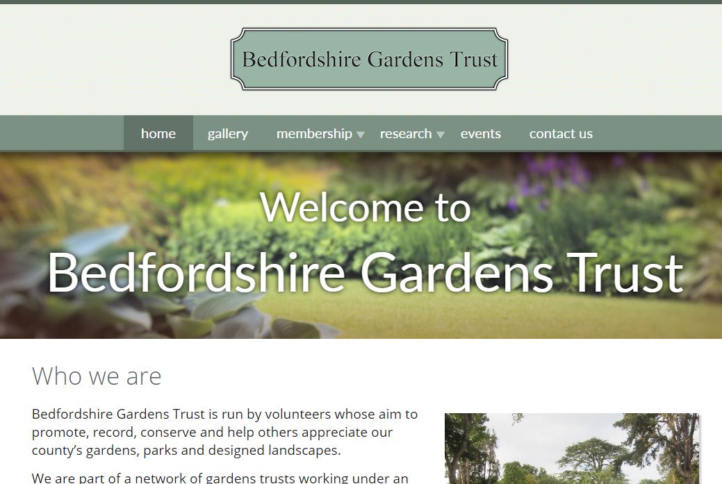 image of Bedfordshire Gardens Trust site developed by Big Media